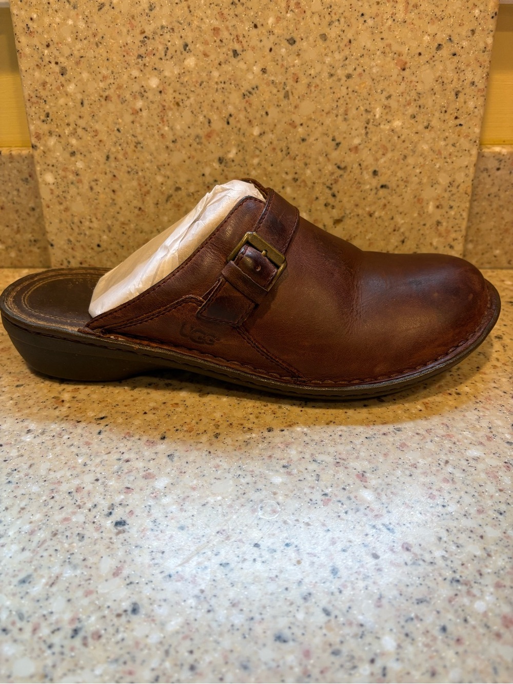 Vintage UGG Australia Livia Brown Leather Buckle Clogs, Size 9 - Picture 3 of 10